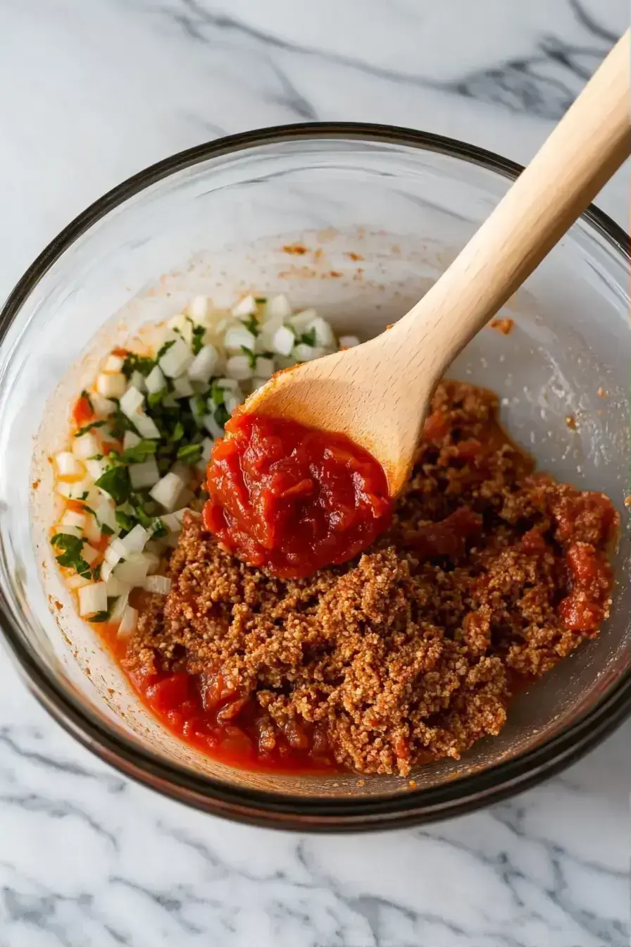 Mixing moist oven-roasted pumpkin shaped loaf ingredients in a bowl