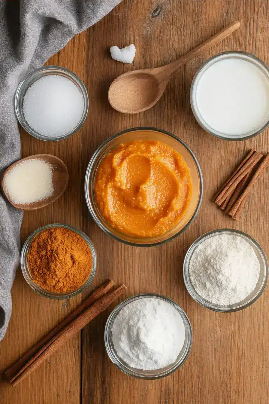 Pumpkin Creamer Ingredients arranged beautifully on a wooden table