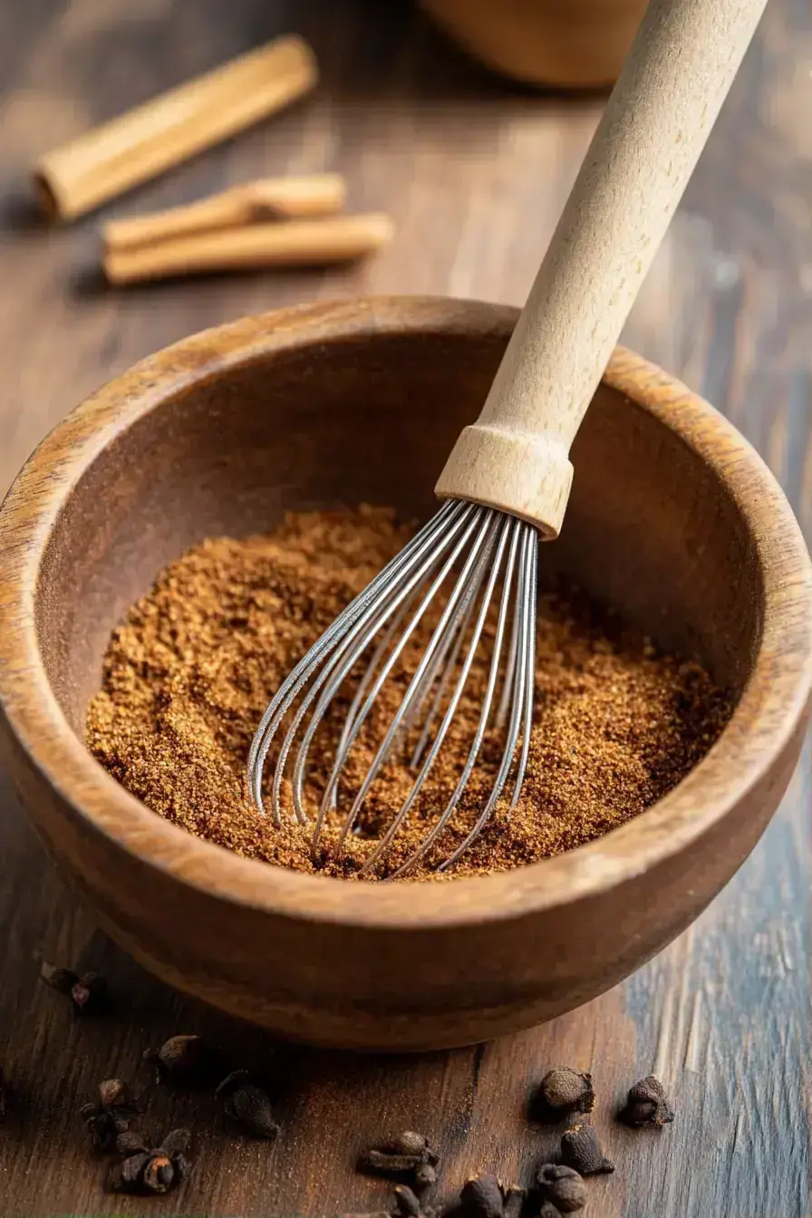 Pouring the finished Pumpkin Spice mix into a glass jar for storage