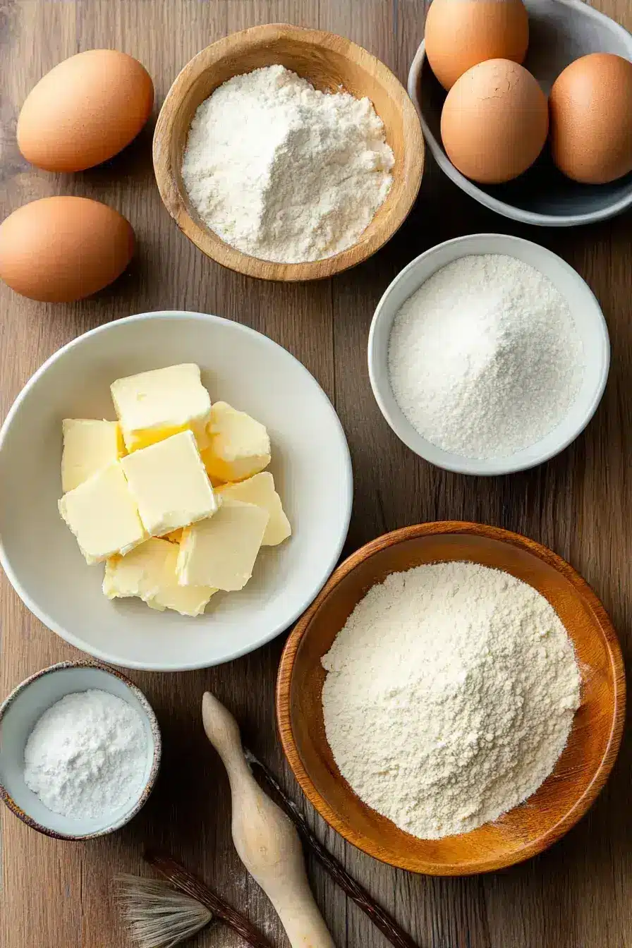 Ingredients for an easy ricotta dessert laid out on a kitchen counter
