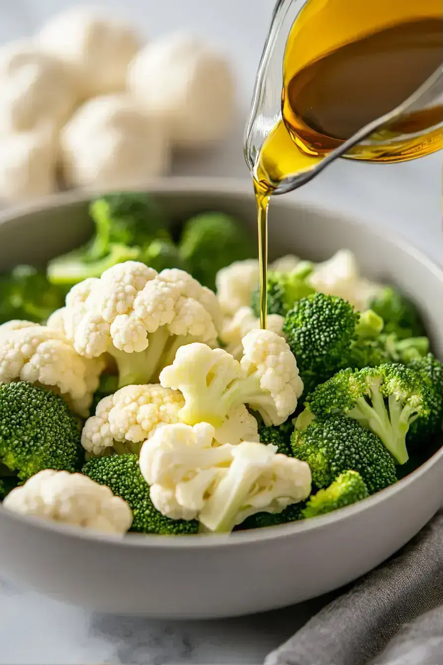 Preparing broccoli and cauliflower florets