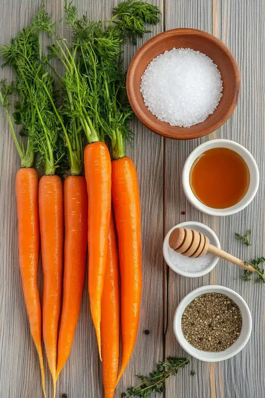 Fresh ingredients for making thyme infused roasted root vegetables