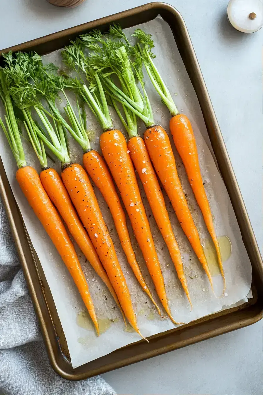 Carrots after first roast showing slight caramelization