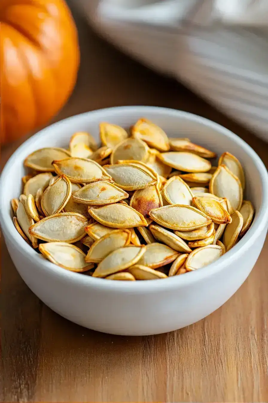 Perfectly roasted pumpkin seeds in a bowl