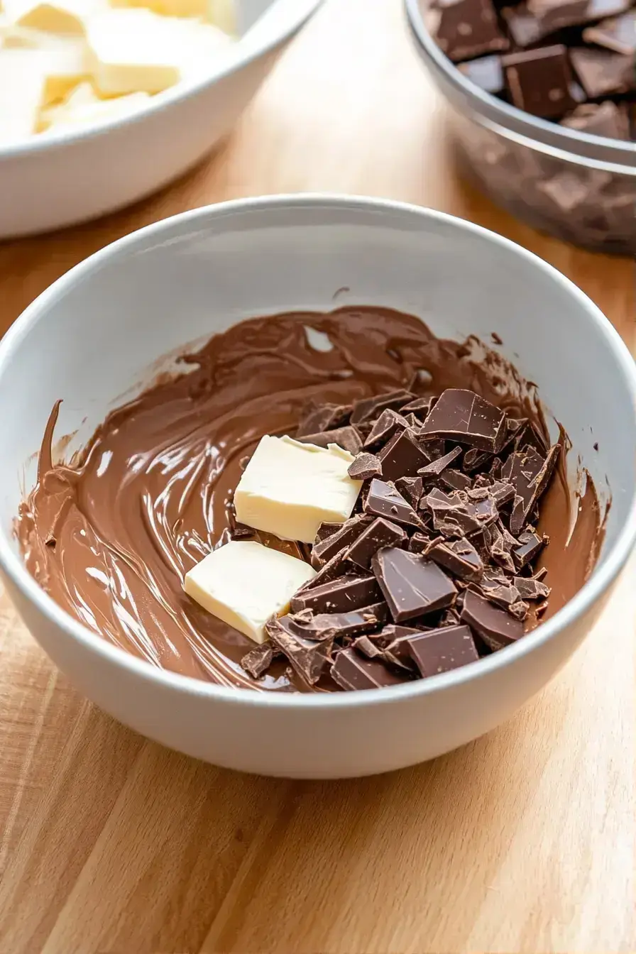 Melting chocolate and butter for Rocky Road in a glass bowl