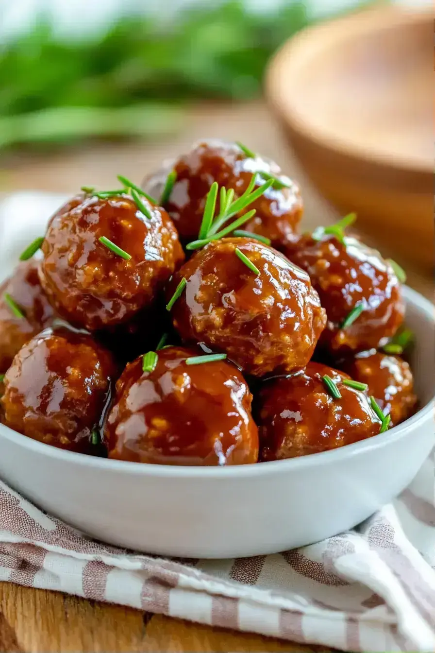 Salisbury Steak Meatballs served over creamy mashed potatoes with green beans