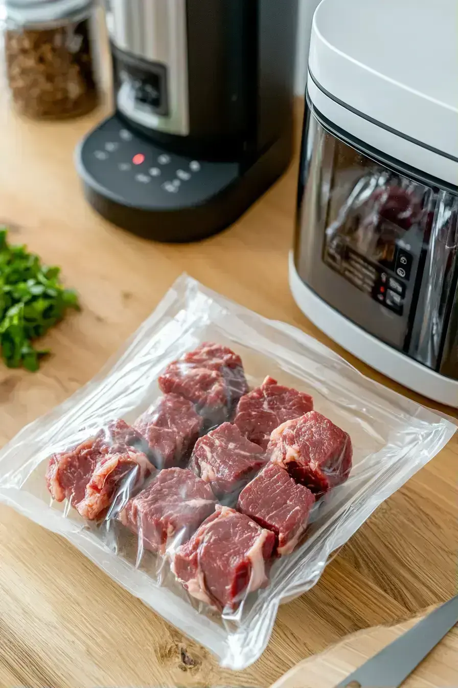 Brisket in sous vide bath for Salt Beef Sous Vide
