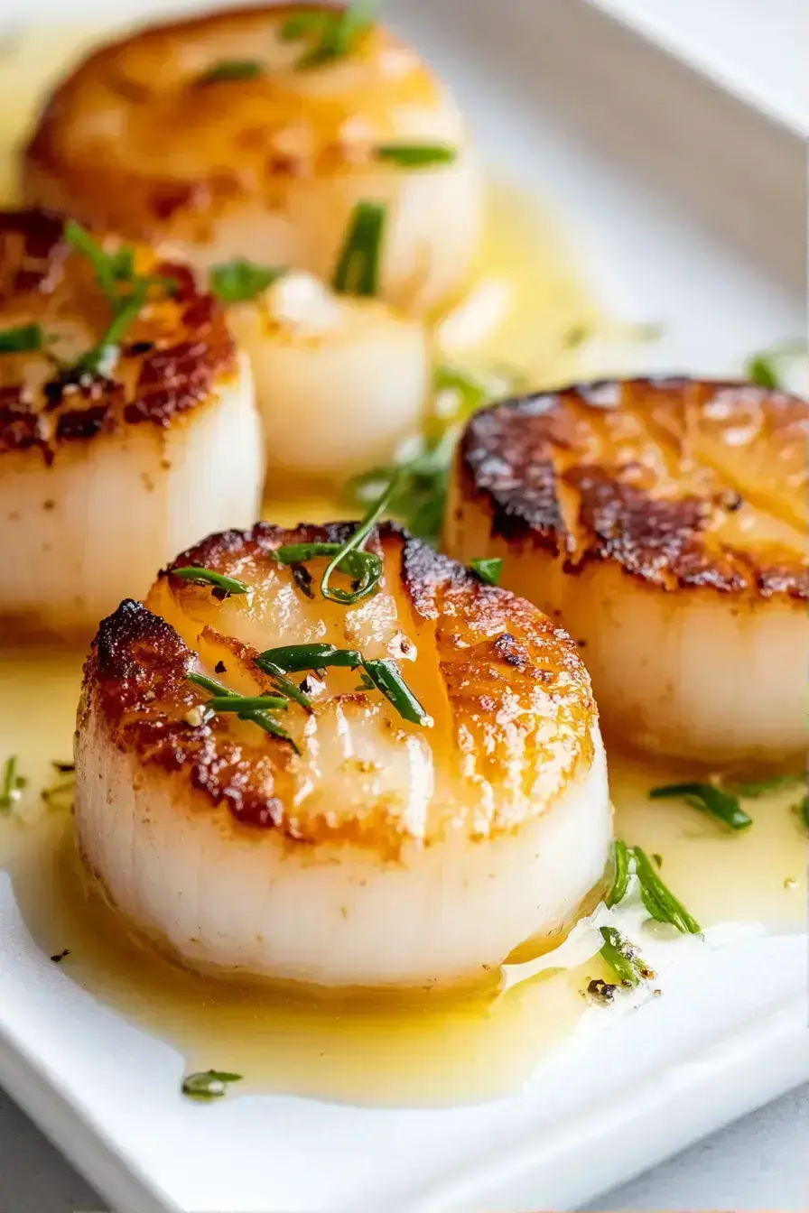 Scallops Sous Vide Frozen served with risotto and arugula salad