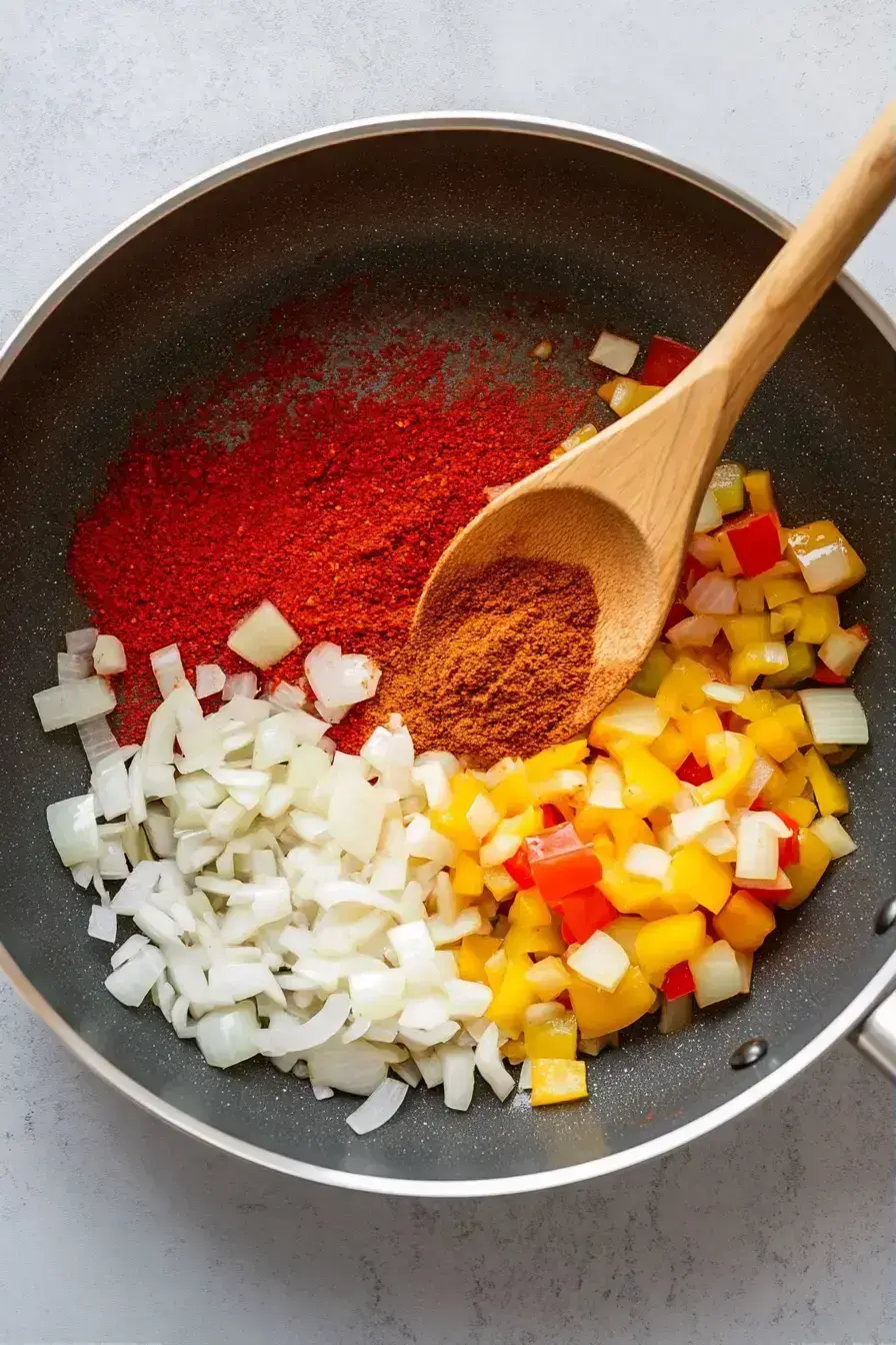 Adding eggs to the Shakshuka tomato sauce in a skillet