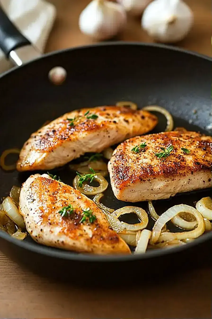 Slow Cooker French Onion Chicken simmering in crockpot