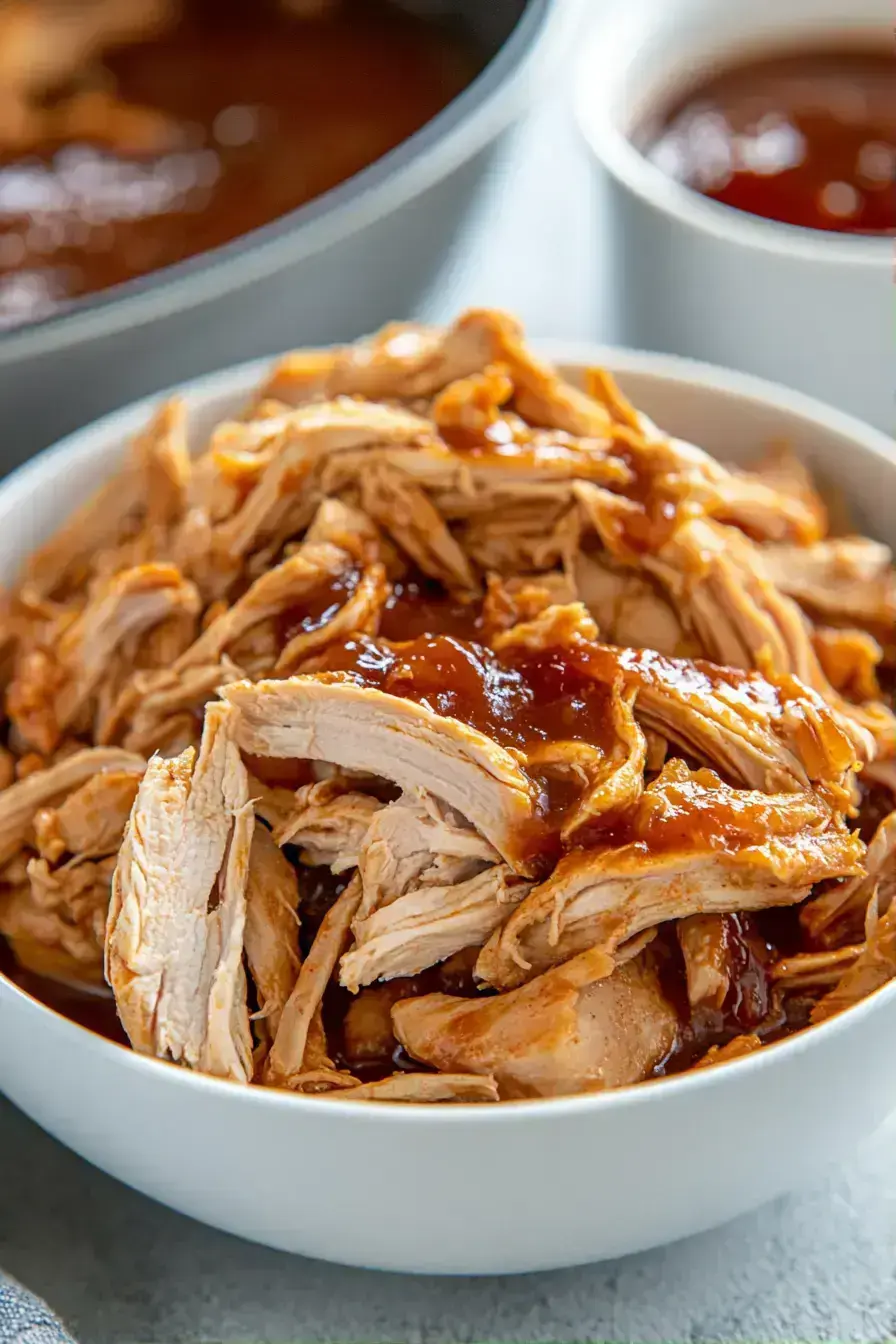 Slow Cooker honey soy chicken served in a bowl with steamed broccoli