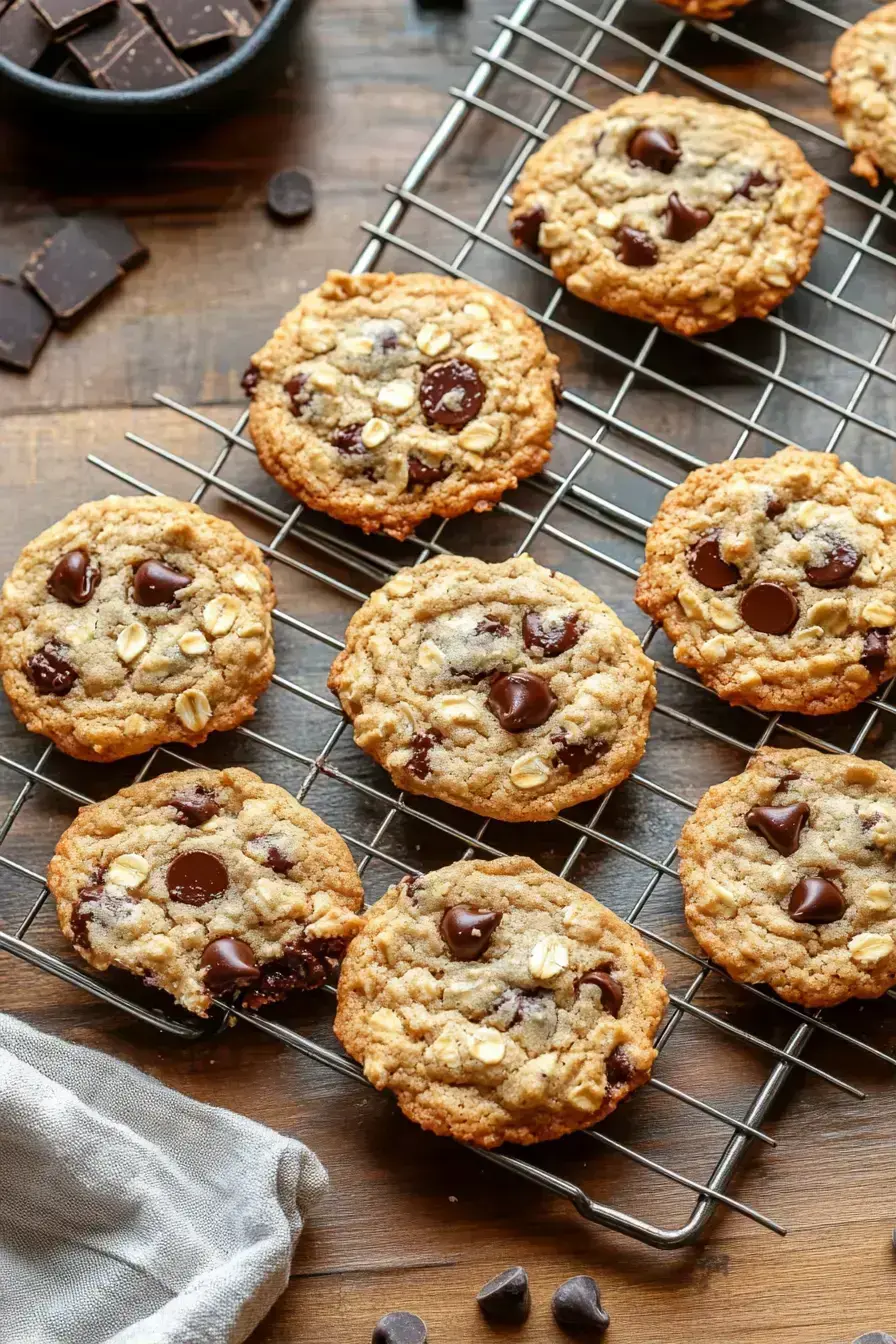 Small Batch Oatmeal Chocolate Chip Cookies served with a glass of milk