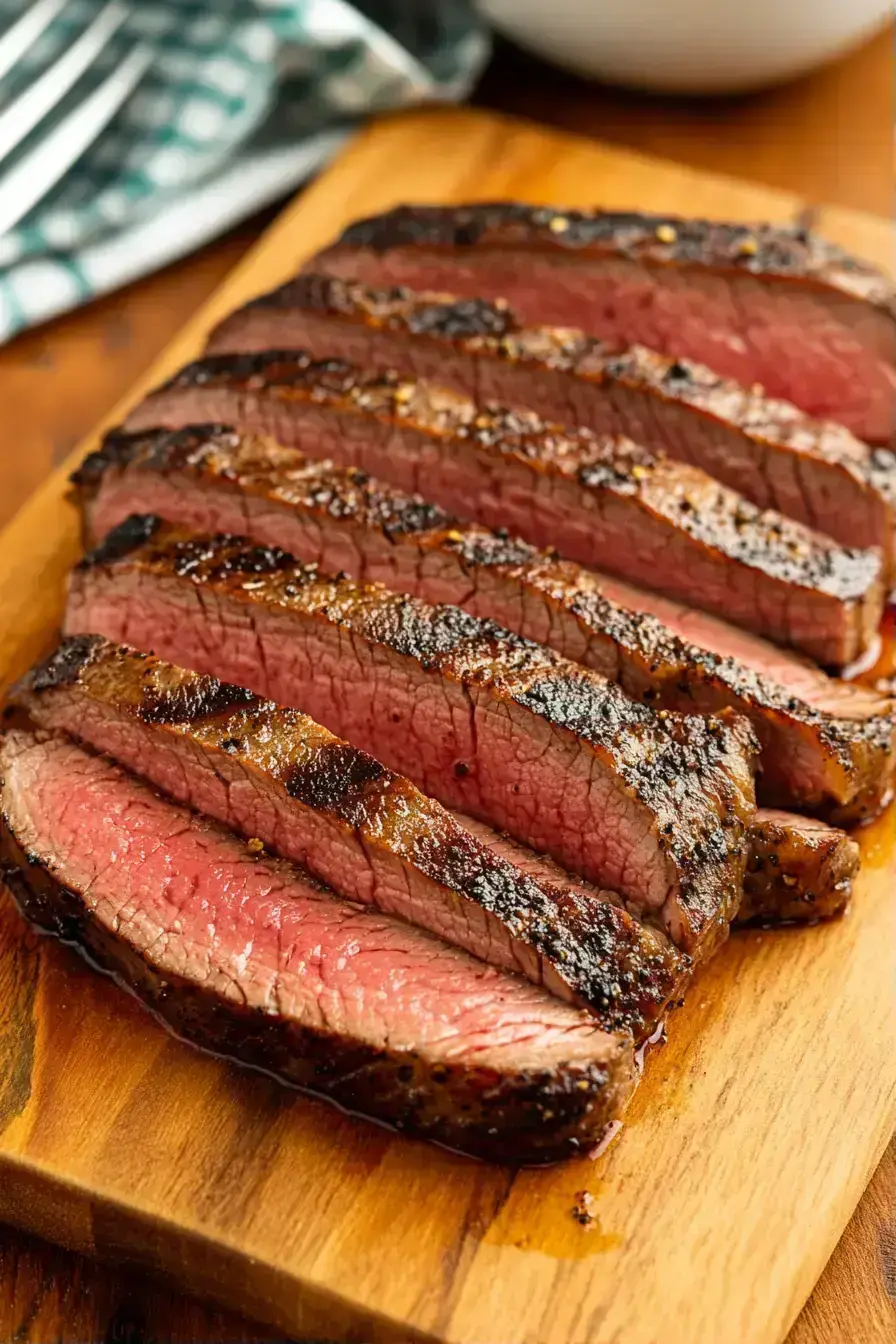 Sous Vide Flank Steak served family-style