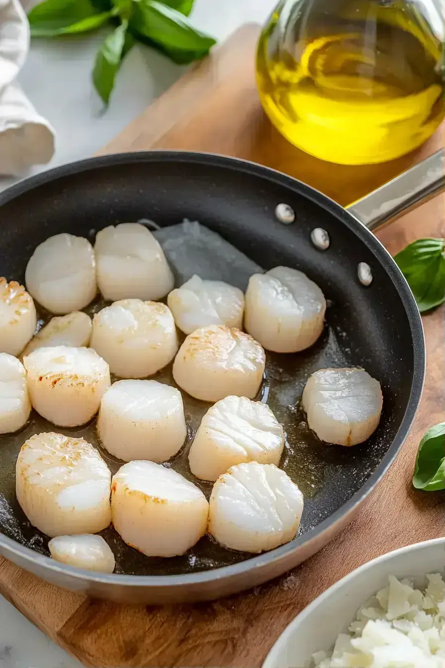 Searing sous vide scallops in a skillet