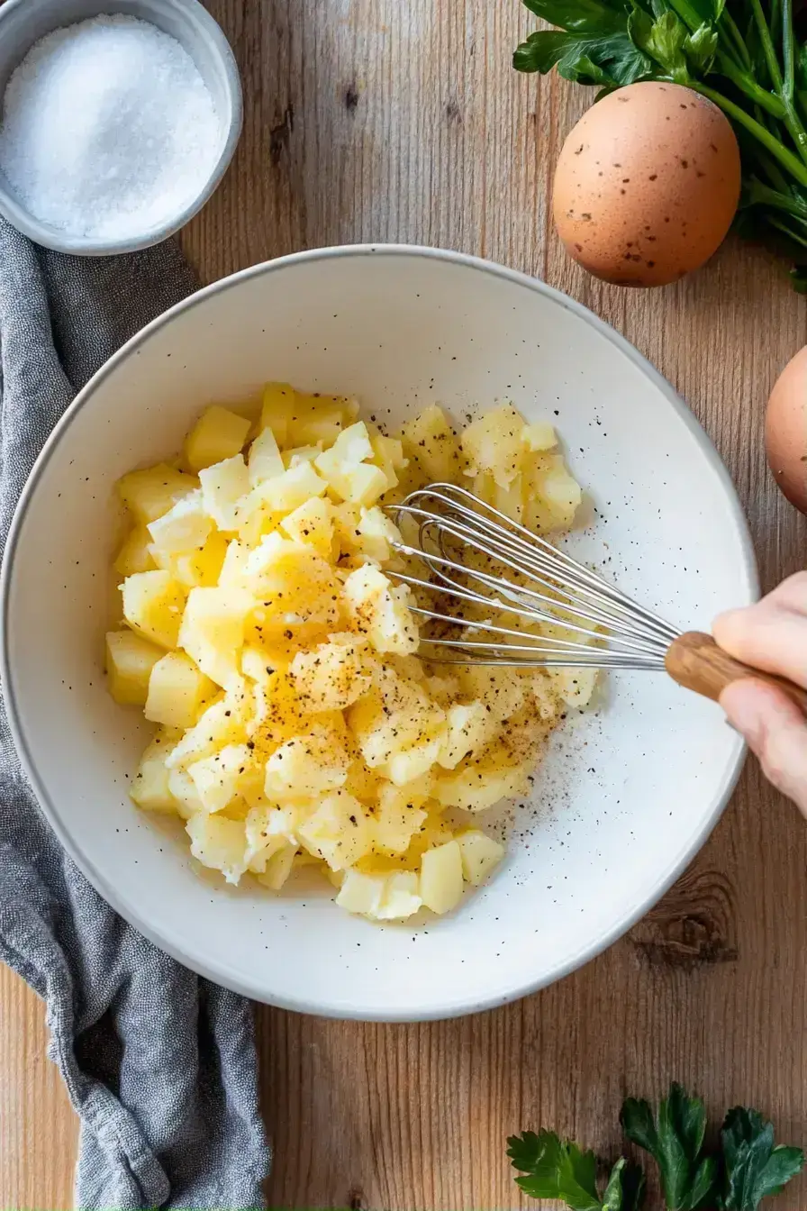 Cooking a Spanish Omelette in a skillet