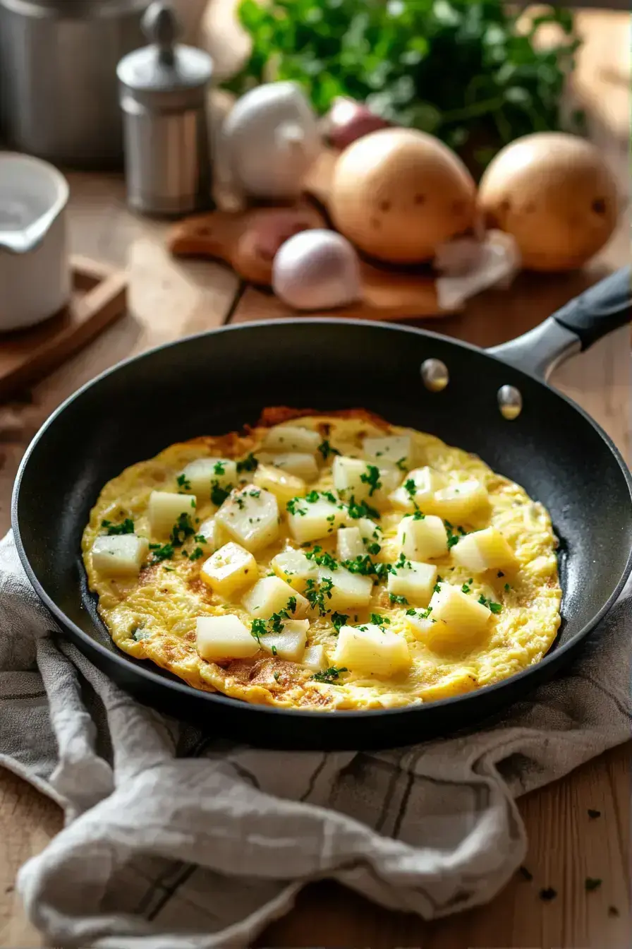 Sliced Spanish Omelette served on a plate