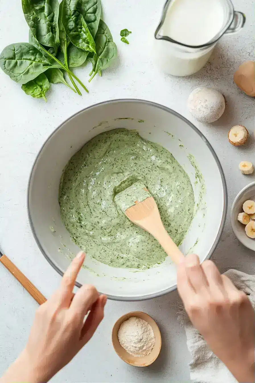 Final beautiful golden brown Spinach Banana Muffins cooling on rack