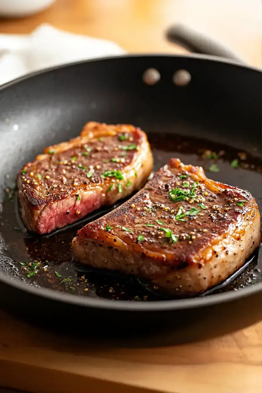 Slicing rested ribeye steak against the grain for Steak Crostini