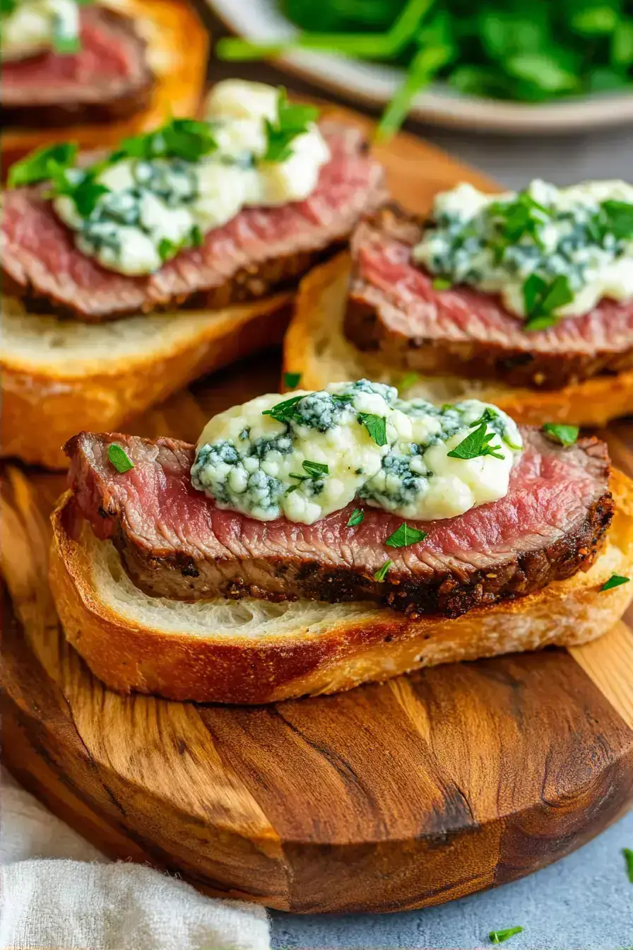 Savory Steak Crostini With Blue Cheese