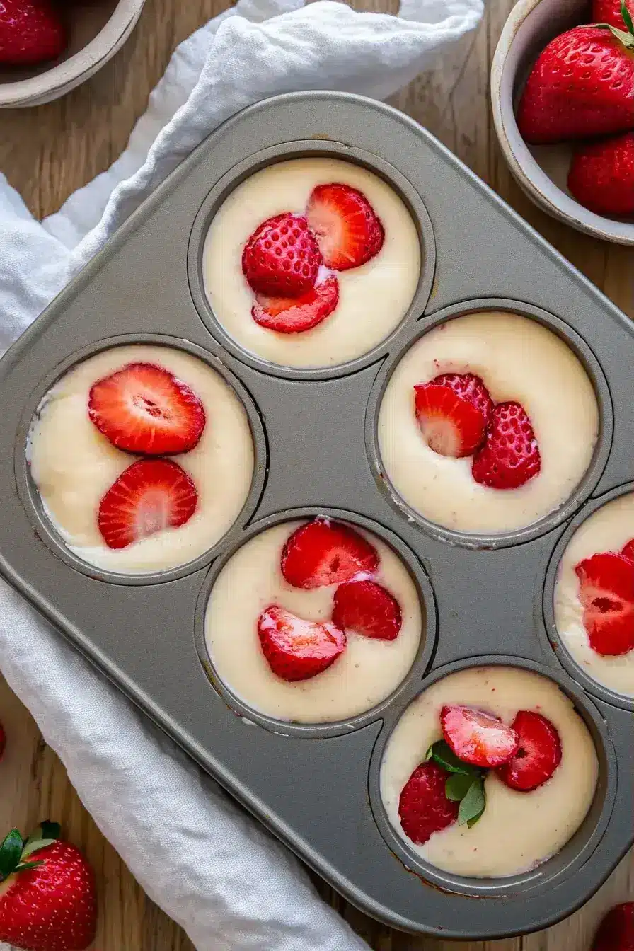 Freshly baked Strawberry Protein Muffins cooling on a wire rack