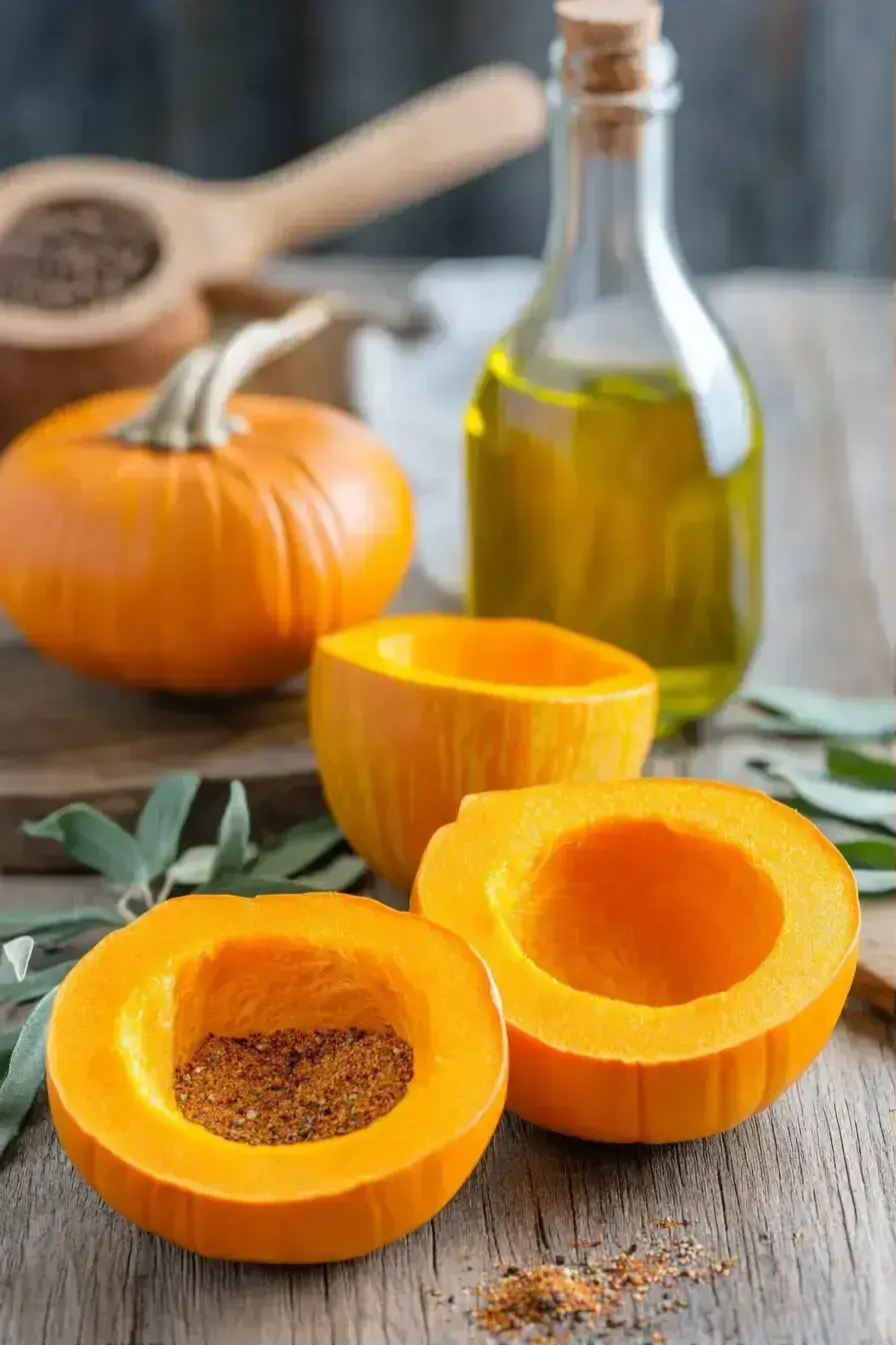 Hollowing out a small pumpkin for stuffing