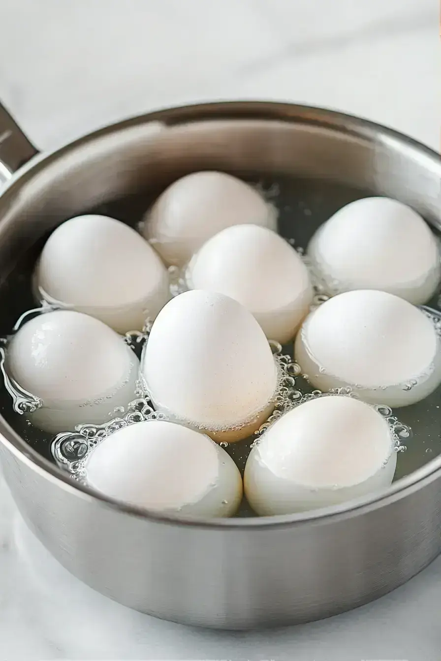 Tamago Sando eggs cooling in ice water