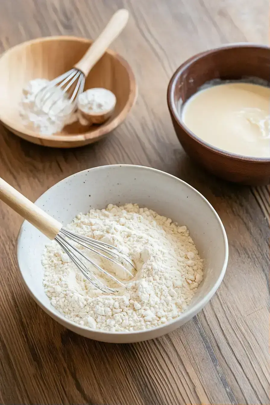 Mixing the dry ingredients into the wet to form a soft vegan cookie dough