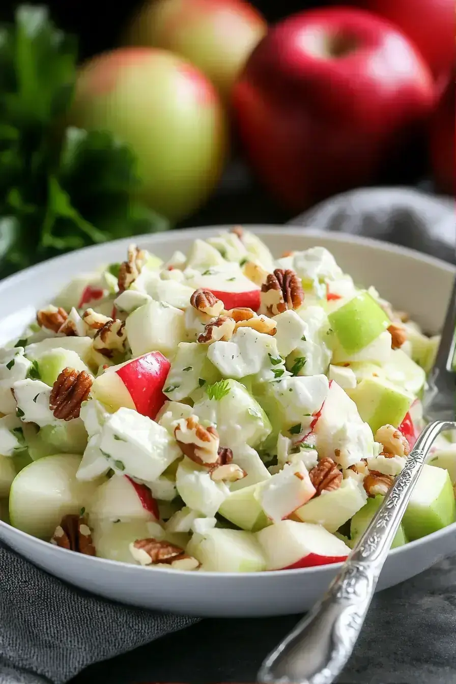 Waldorf Salad served on a bed of crisp lettuce with grilled chicken