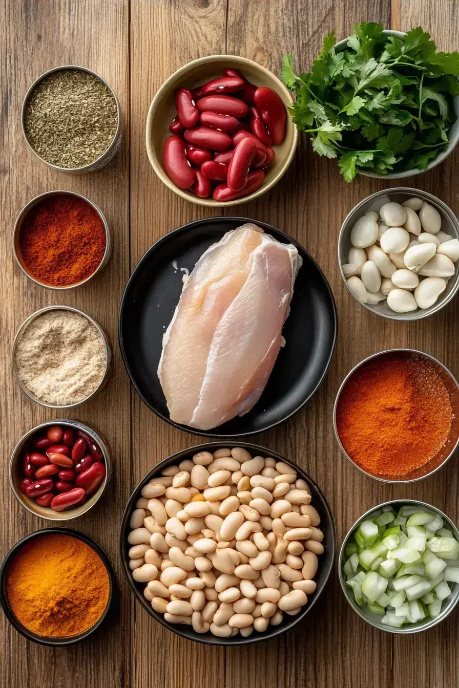Fresh ingredients for delicious white chicken chili recipe