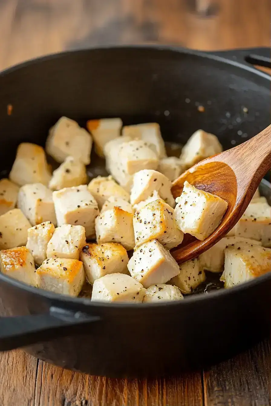 Sautéing onion and garlic for creamy white chicken chili
