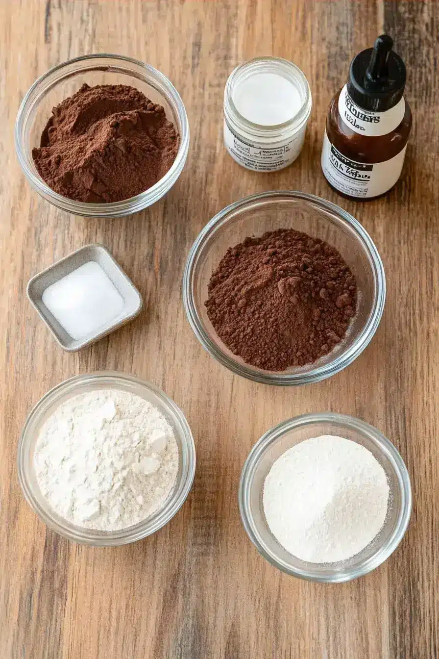 Ingredients laid out for making Witch Hat Cupcakes