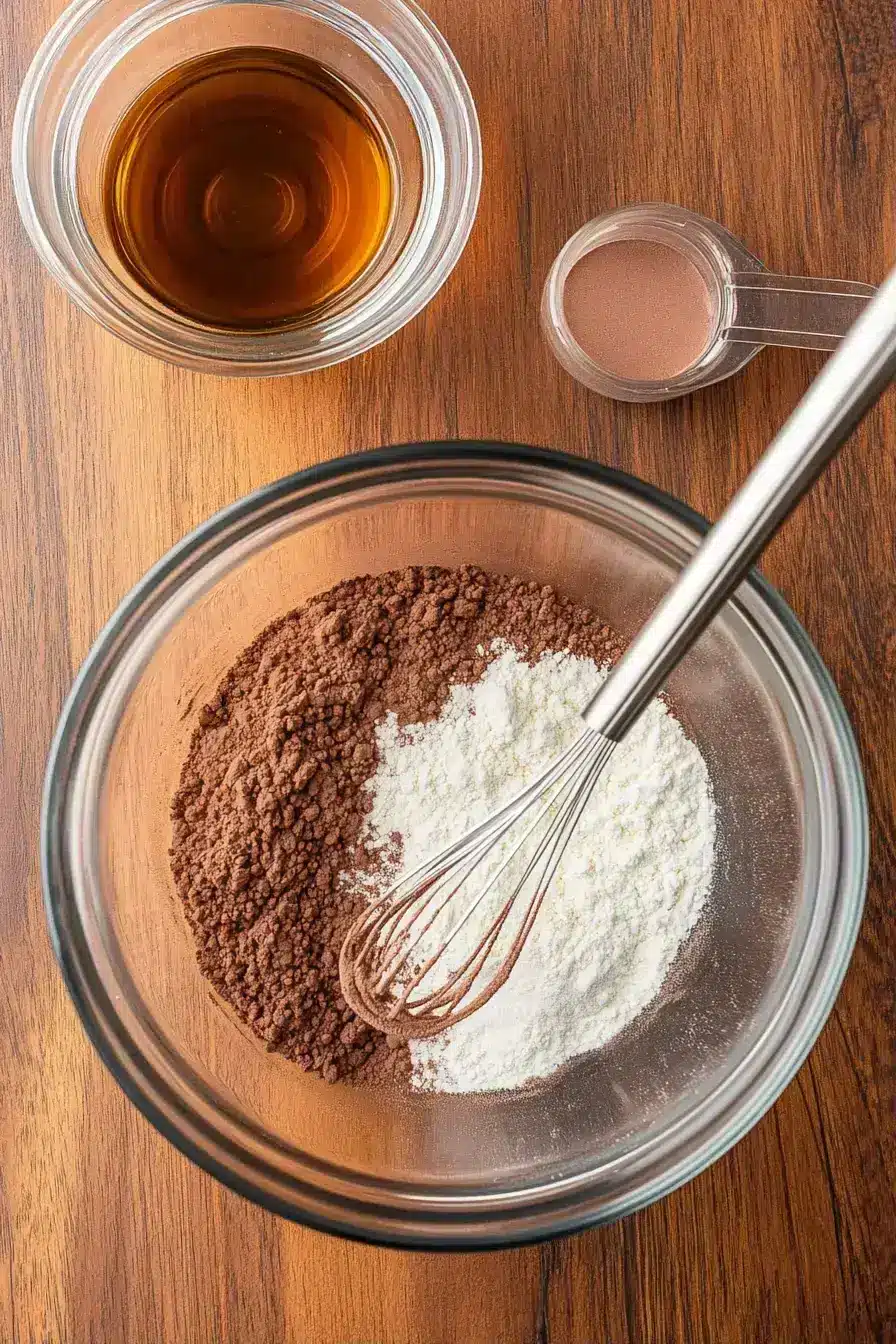 Mixing dry ingredients for Witch Hat Cupcakes