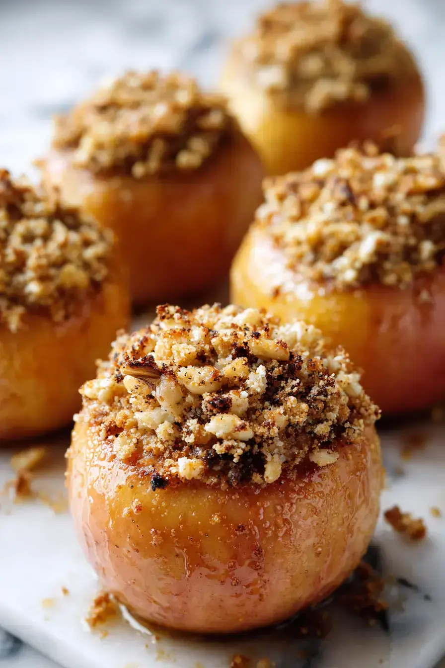 Serving baked apples with ice cream