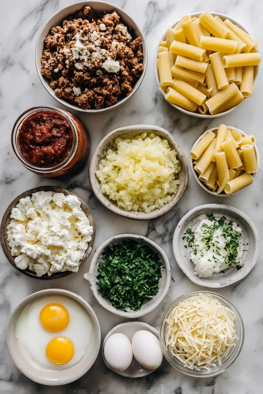 Baked Ziti ingredients