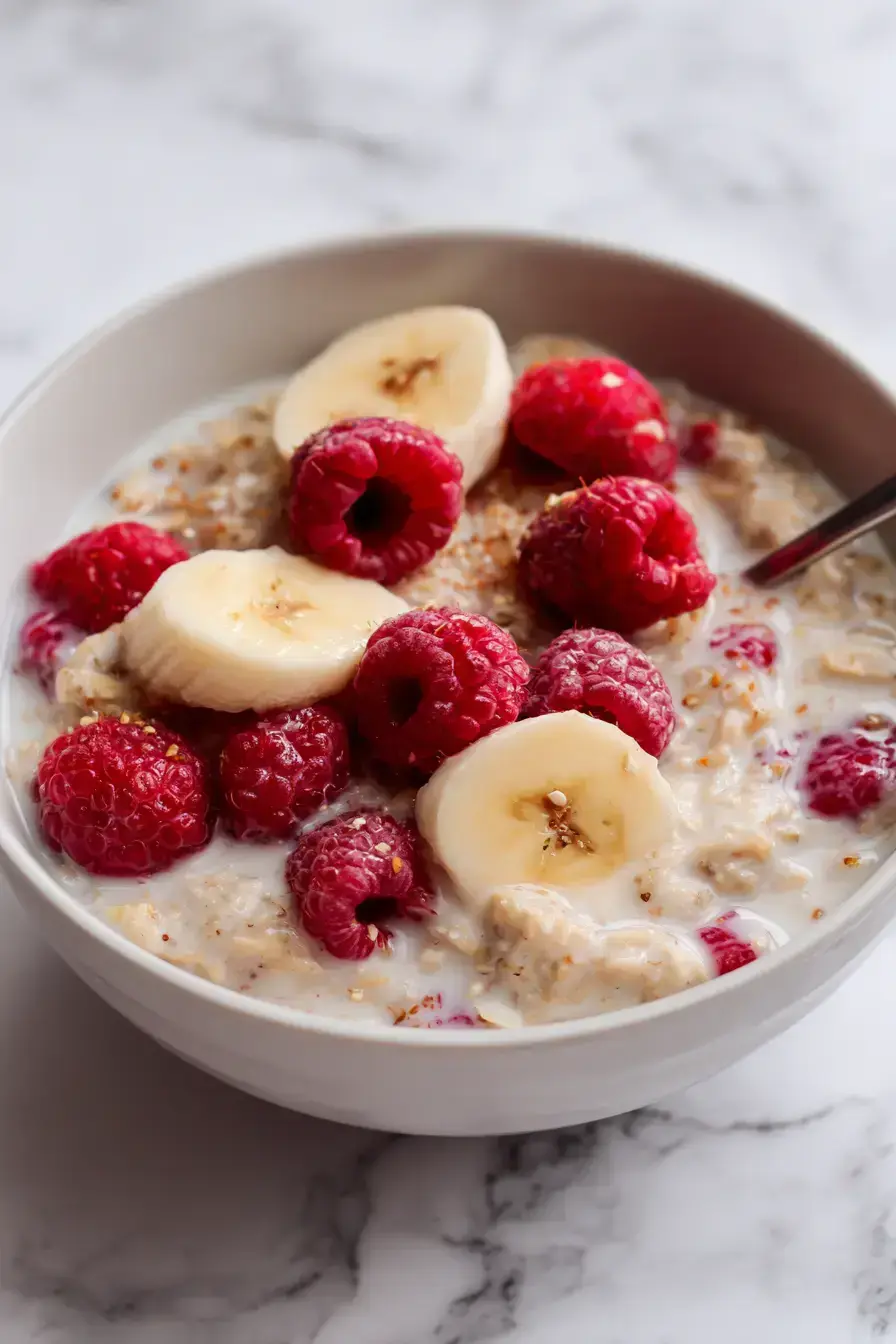 Serving Banana Raspberry Oatmeal