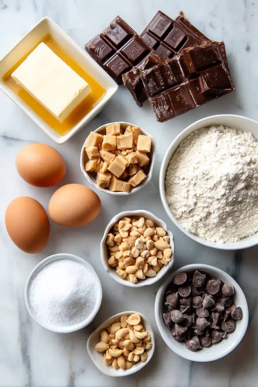 Candy Bar Blondies ingredient preparation
