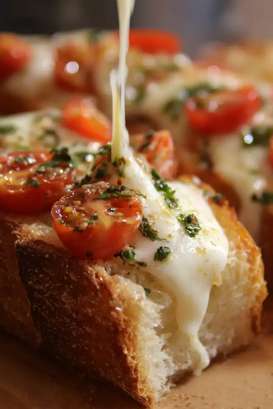 Caprese Garlic Bread with Fresh Mozzarella and Basil