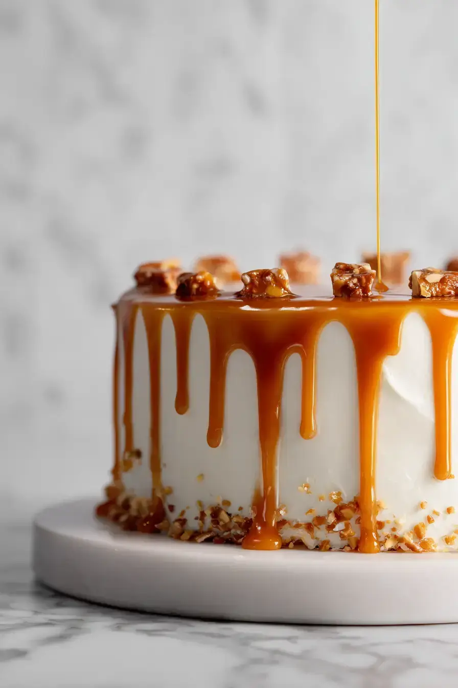 Caramel Butterscotch Cake serving step