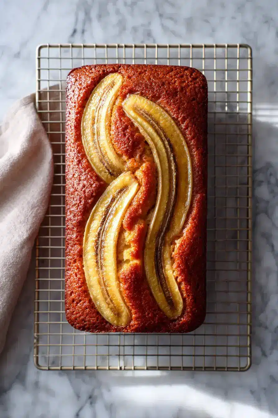 Caramelized Banana Cake serving step