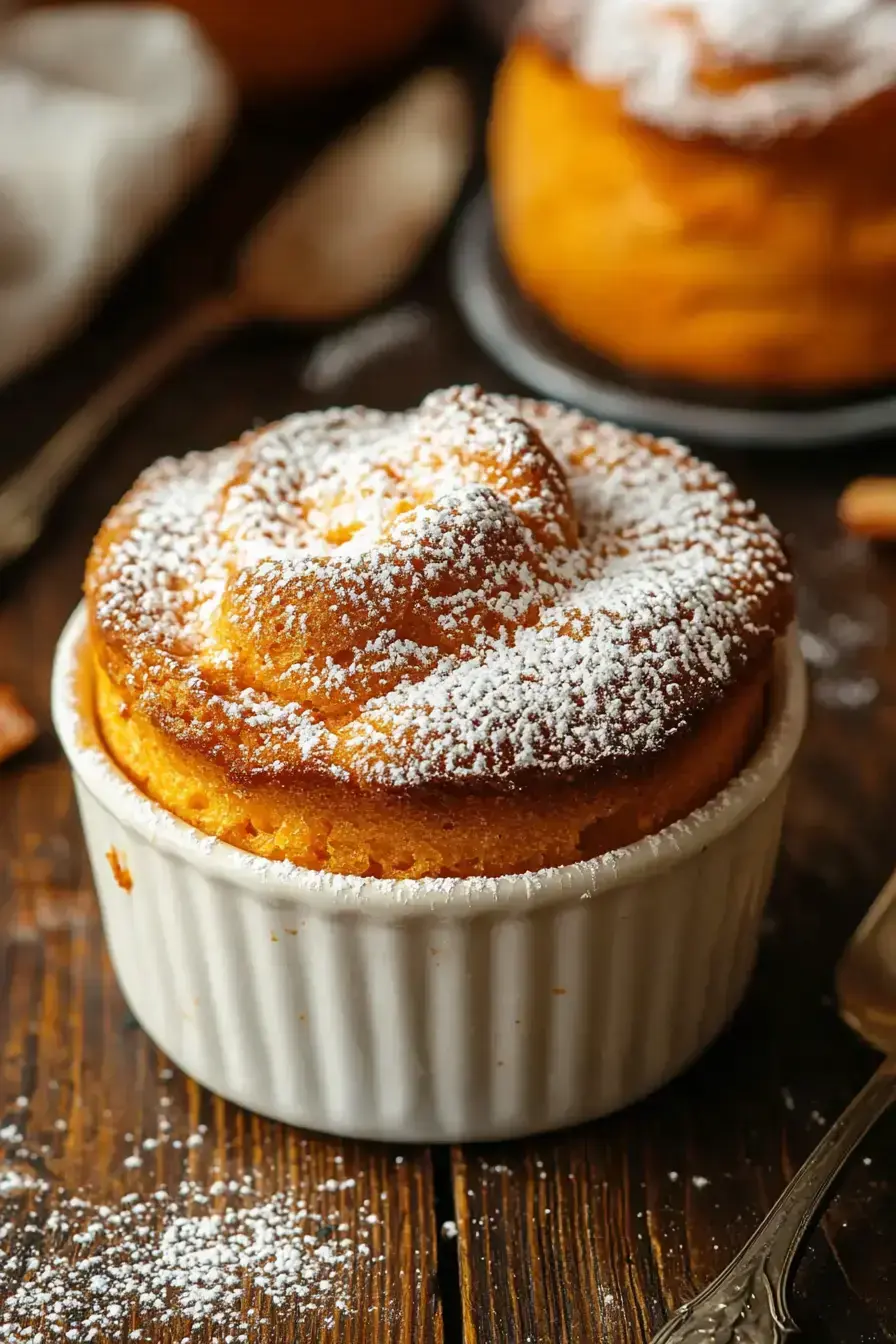 Golden brown carrot souffle fresh from the oven, a perfect holiday side dish