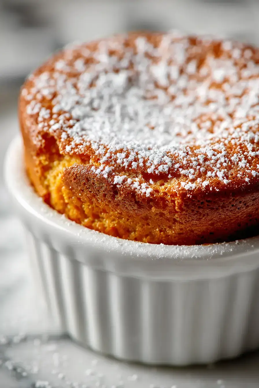 Beautifully served Carrot Soufflé slice with holiday dinner pairing