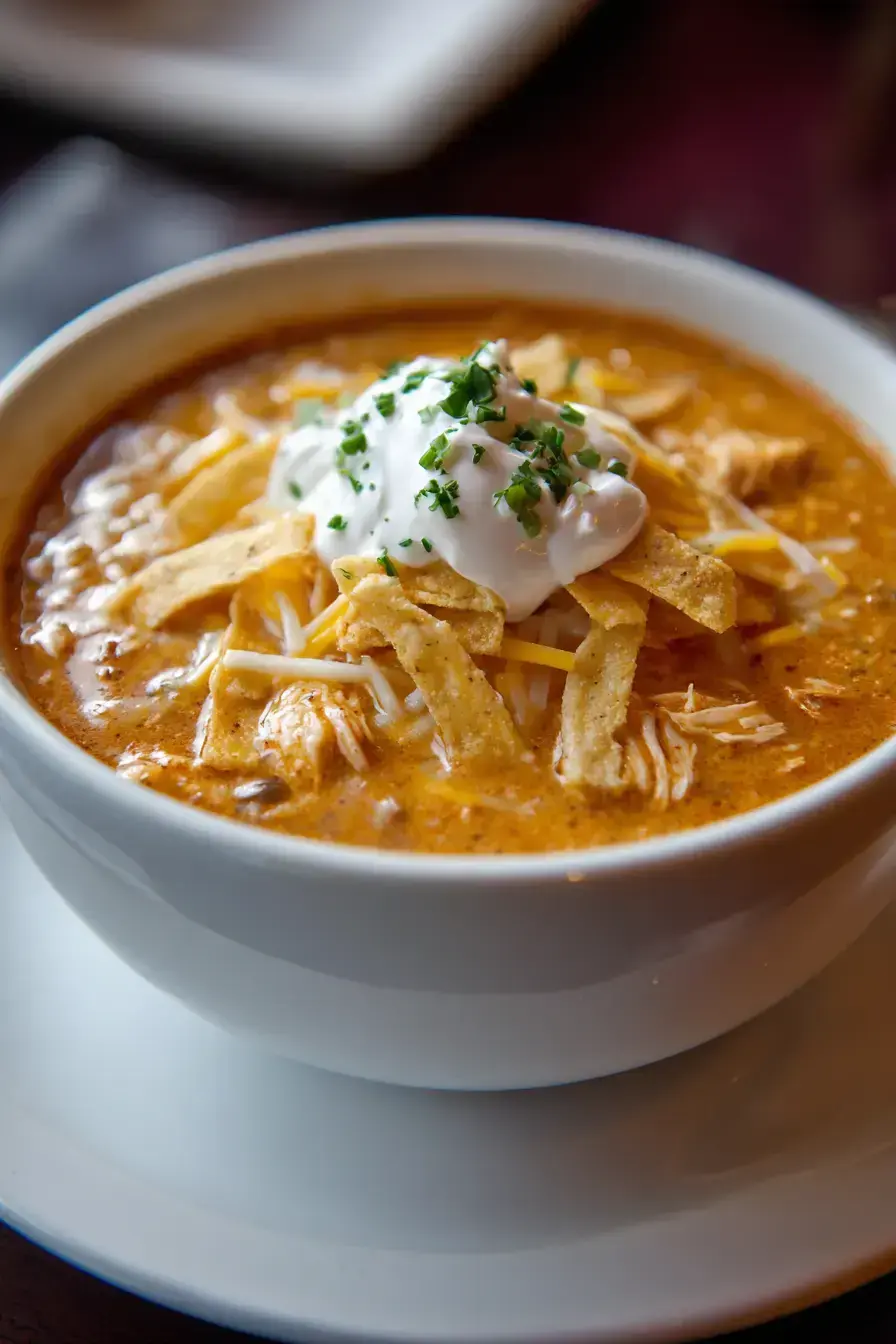 Serving bowls of Chicken Taco Soup with toppings
