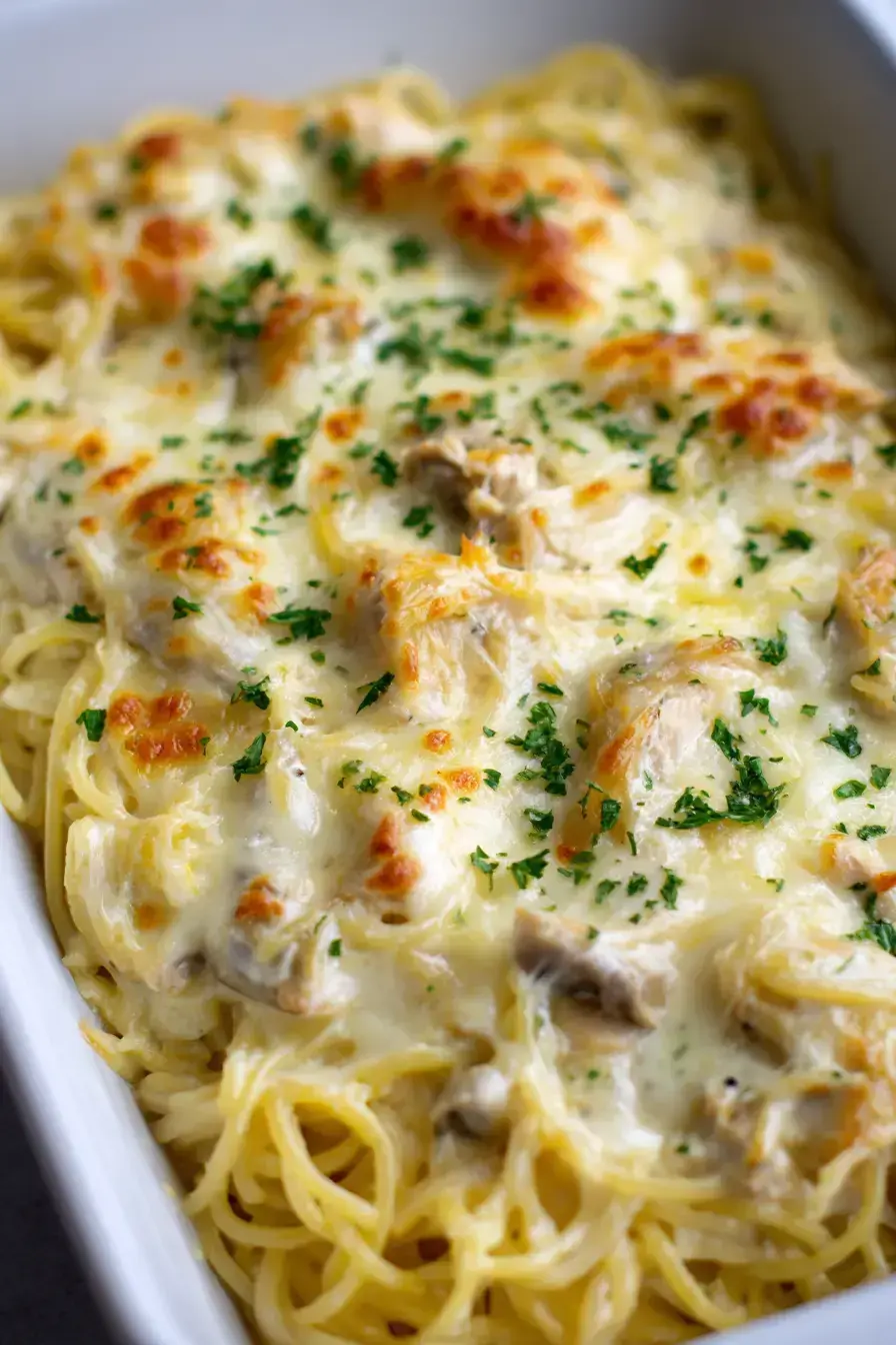 finished Chicken Tetrazzini dish