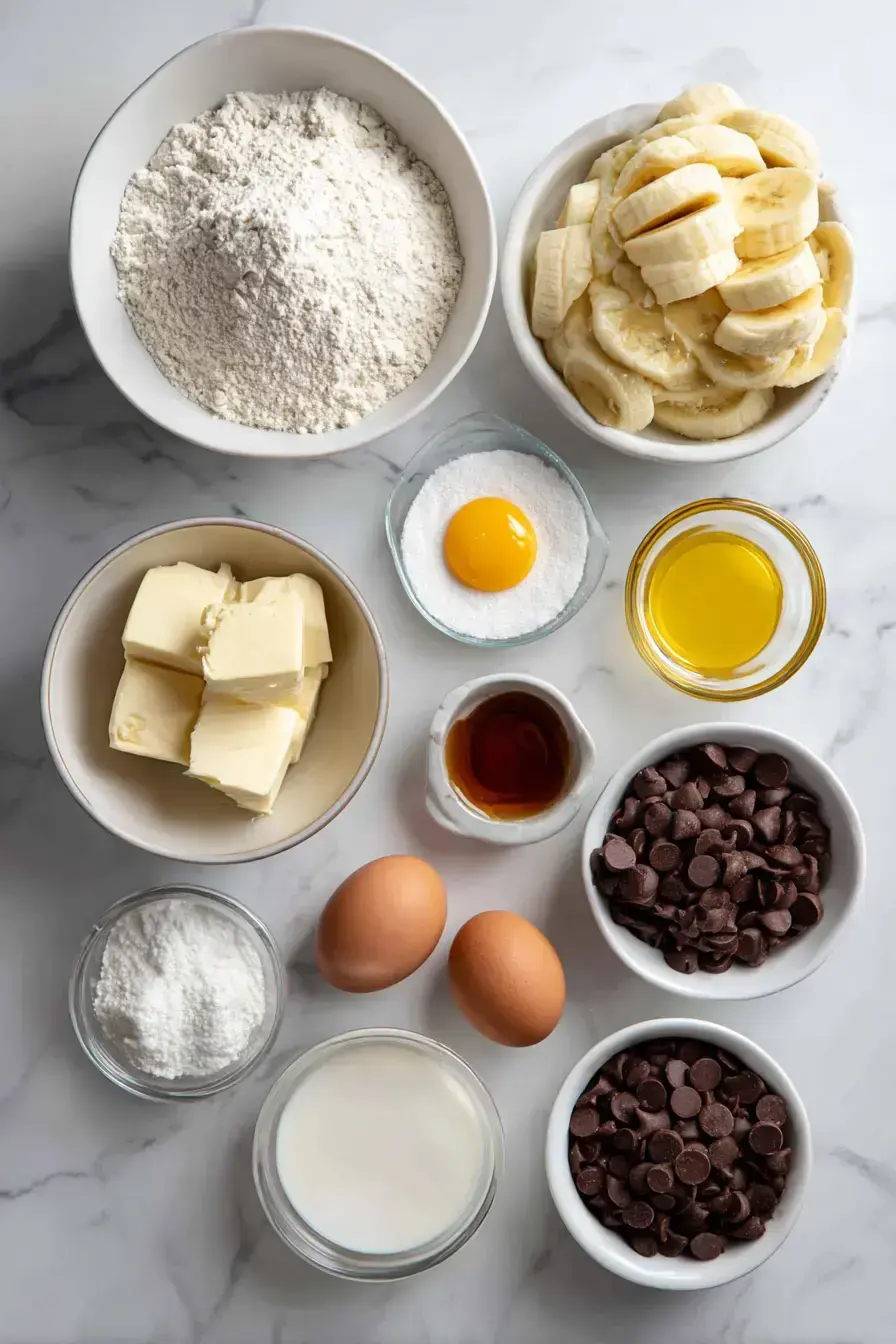Chocolate Banana Bread ingredients