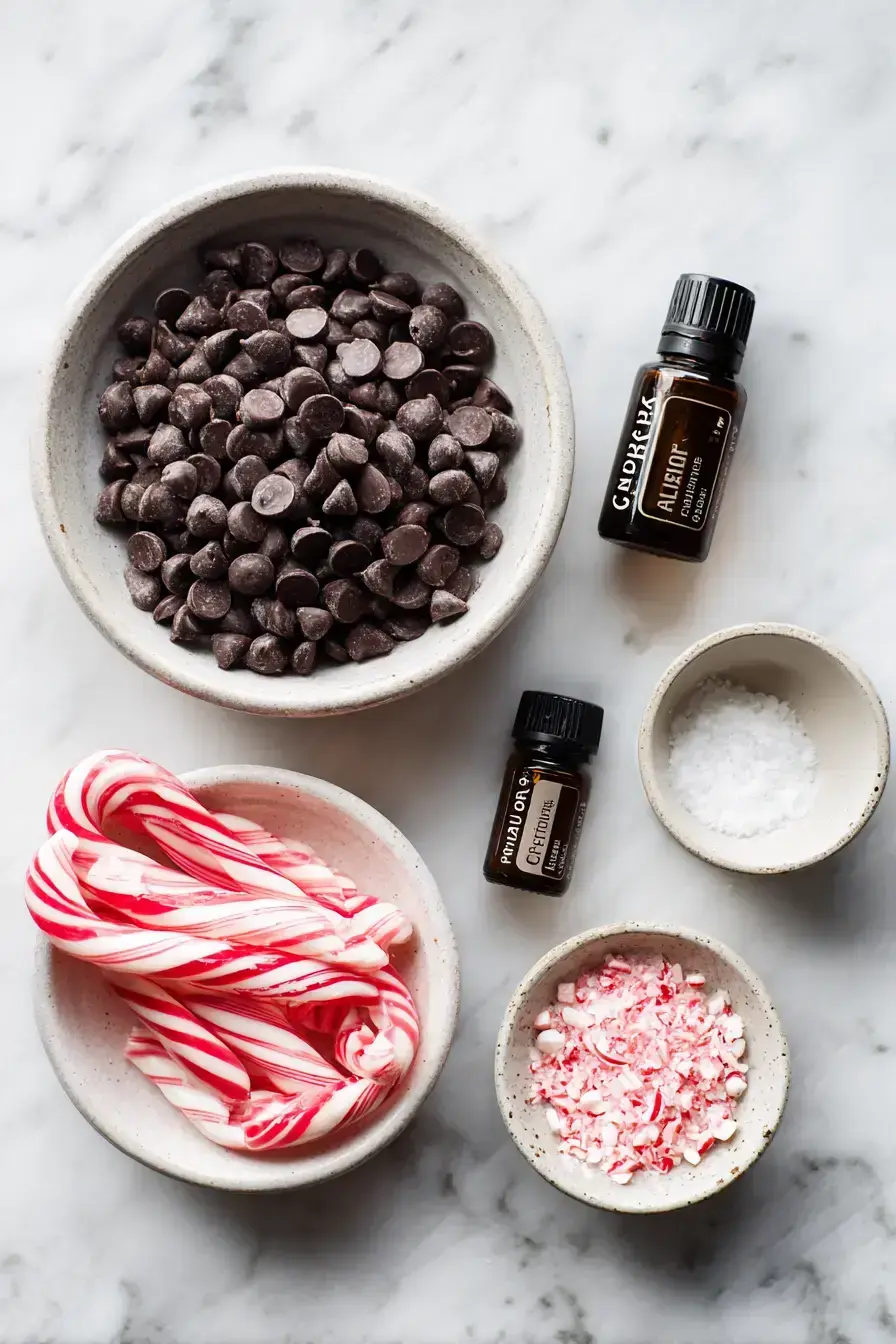 Ingredients for making Chocolate Peppermint Magic Shell recipe