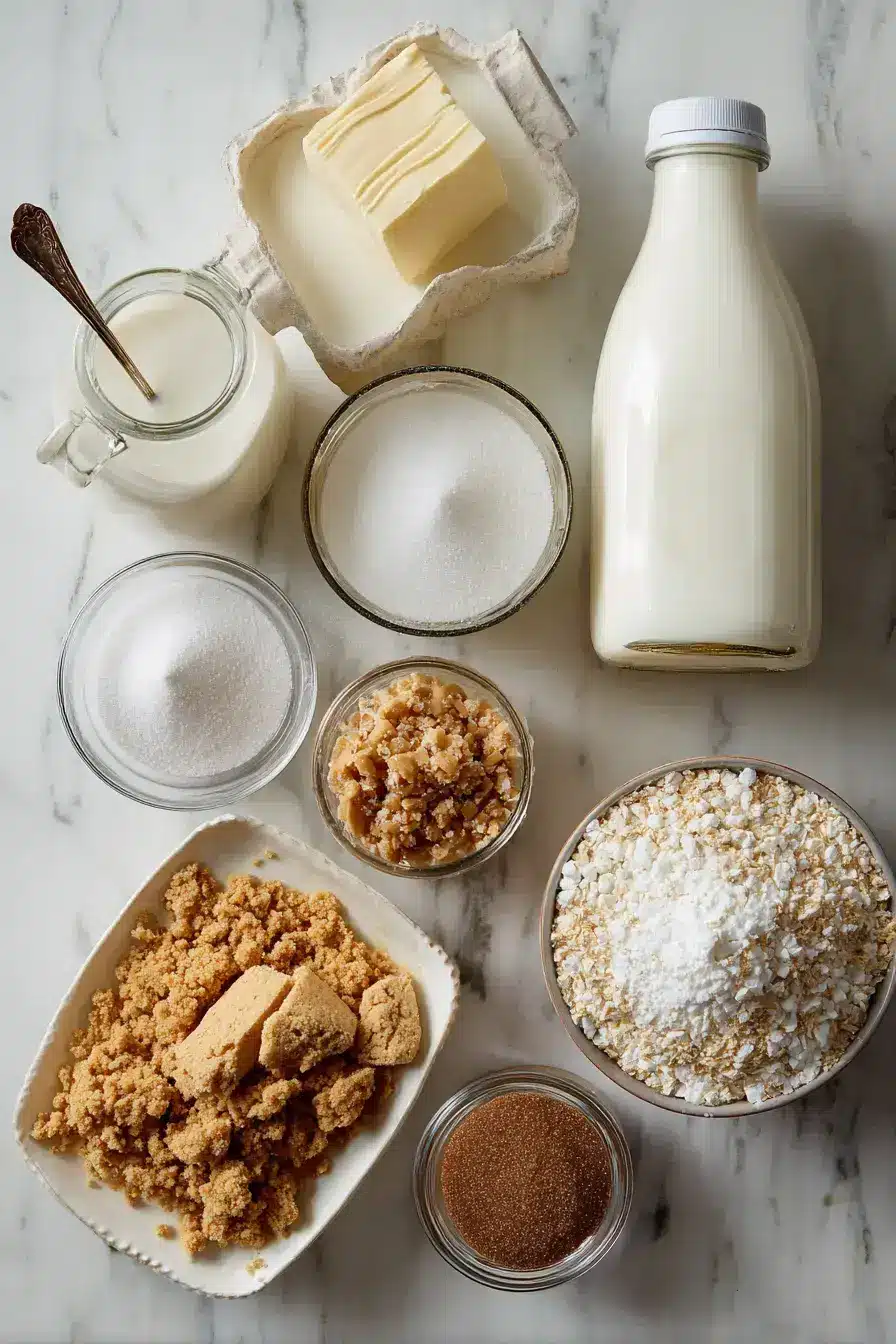 Ingredients for making easy Christmas Cookie Ice Cream on a counter