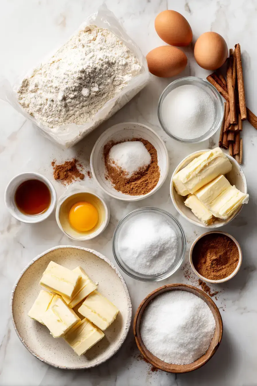 Assembled ingredients for making Christmas Snickerdoodles