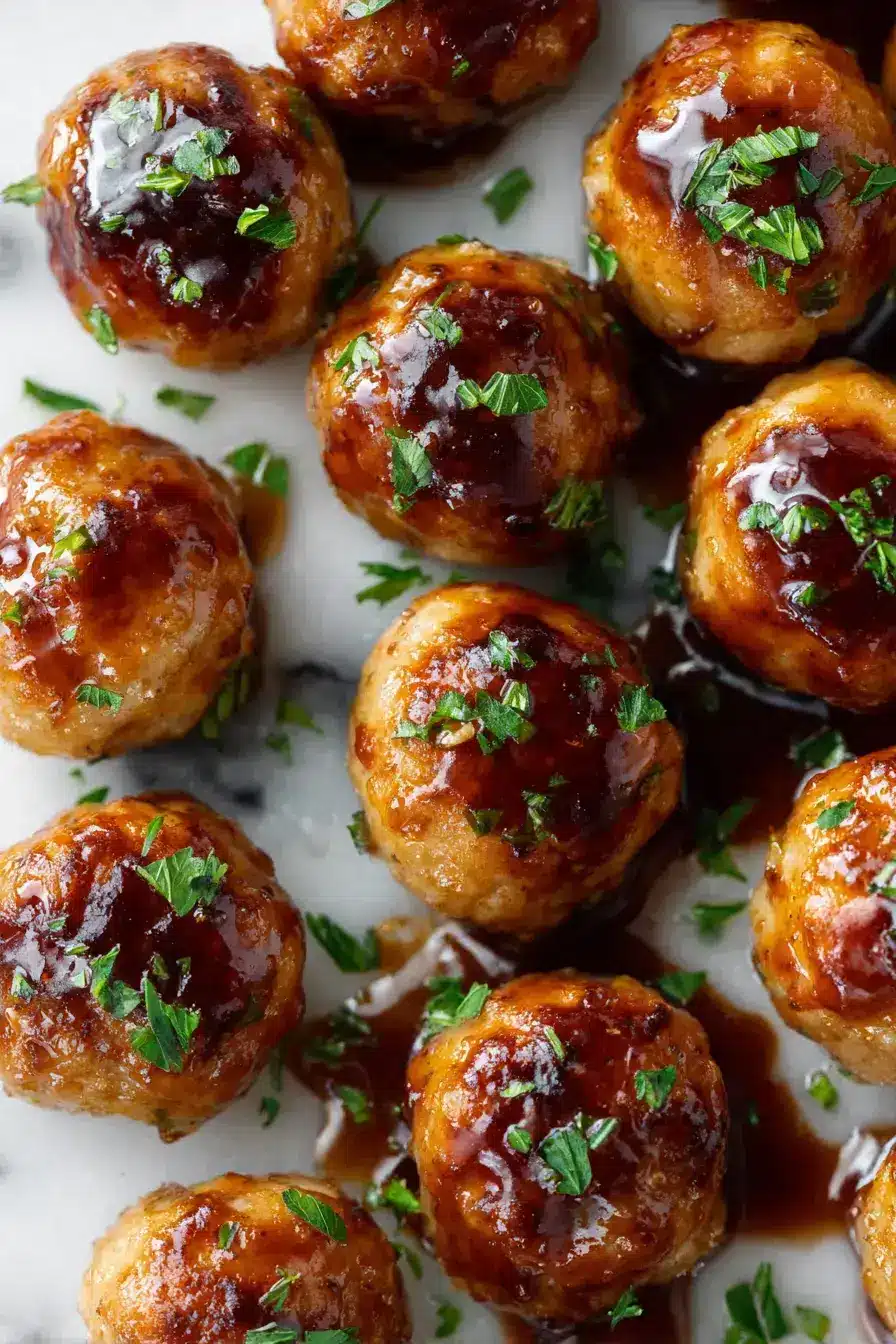 Creamy Garlic Chicken Meatballs serving step