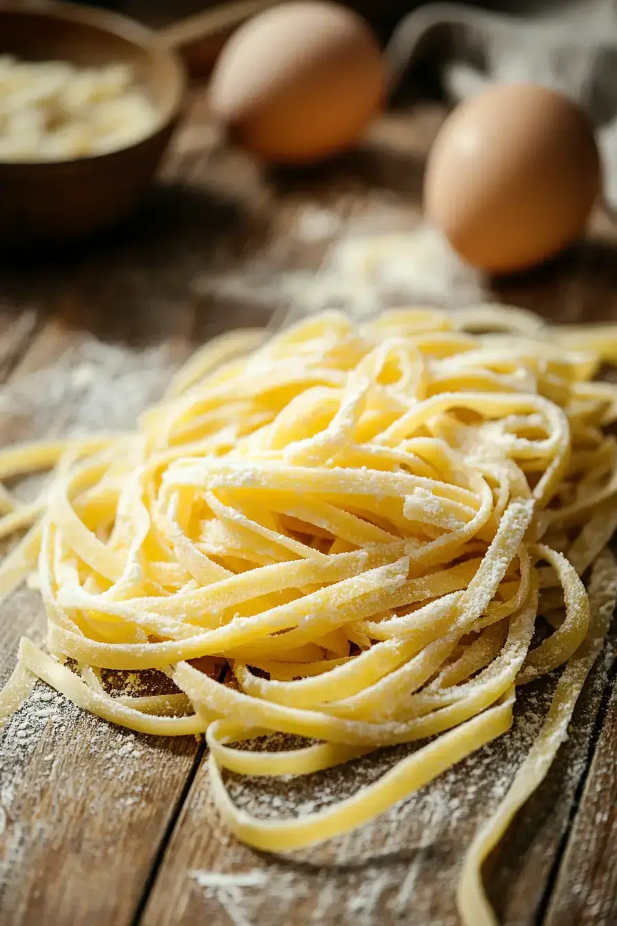 Beautifully plated Easy Homemade Pasta with fresh herbs and Parmesan