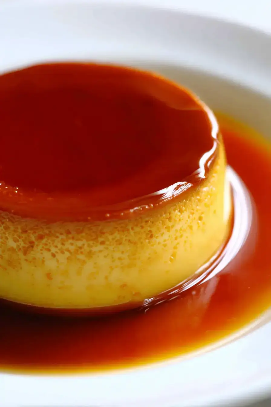 Flan Recipe serving suggestion with berries